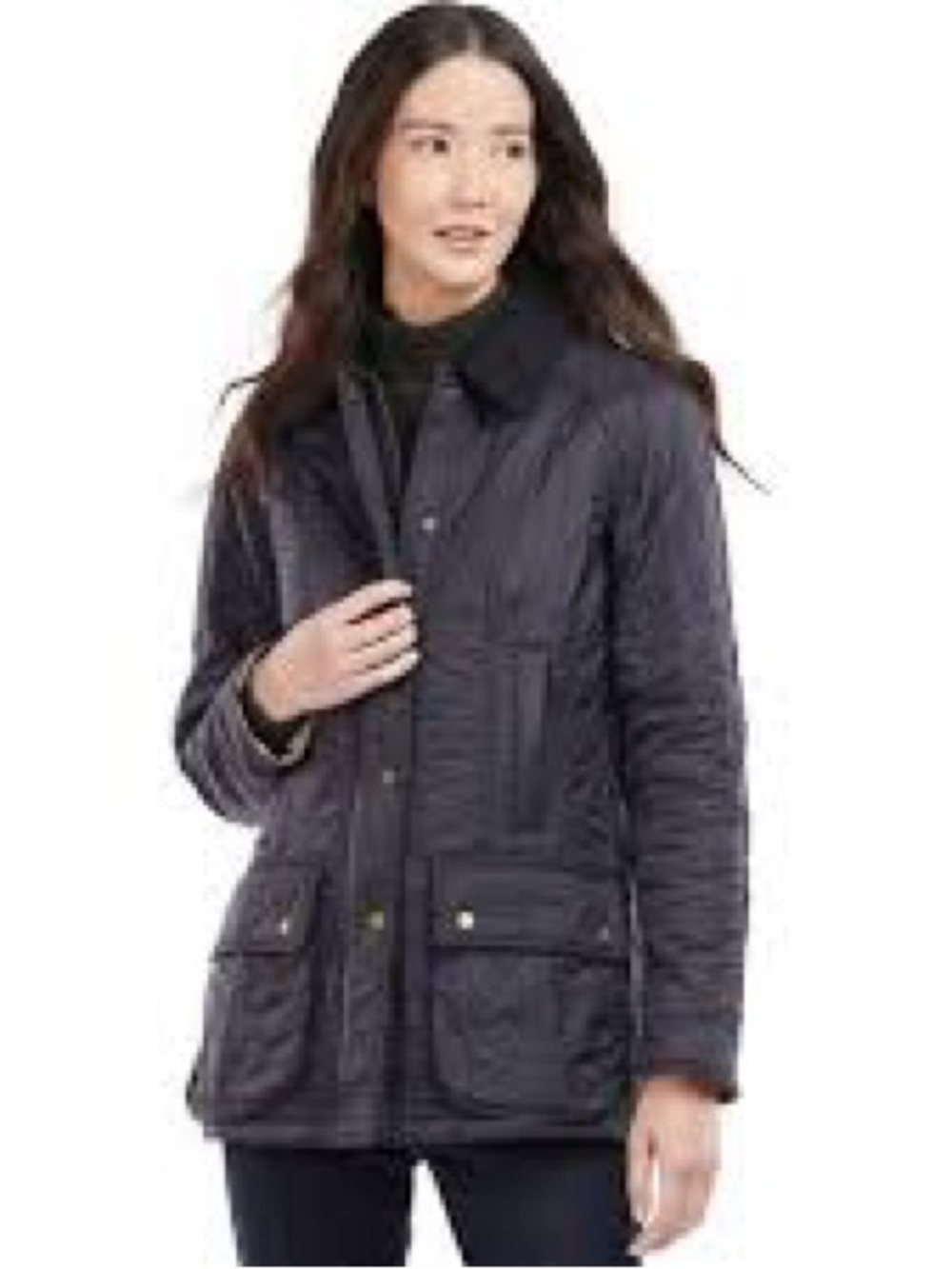 Barbour Quilted Black Utility Jacket with Flap Pockets